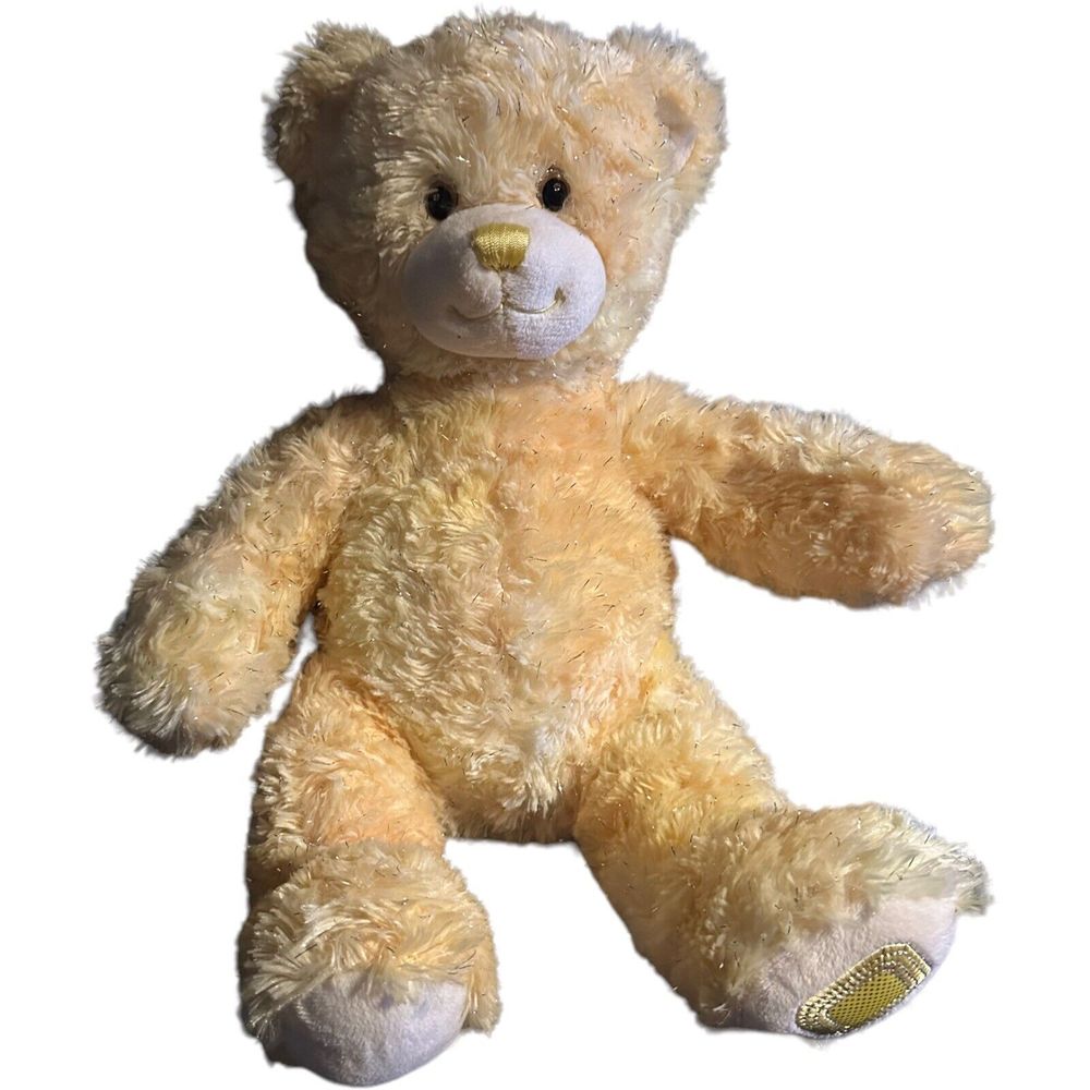 Build a Bear Yellow Topaz Birthstone Sparkle Teddy Bear Plush Stuffed Animal 16"